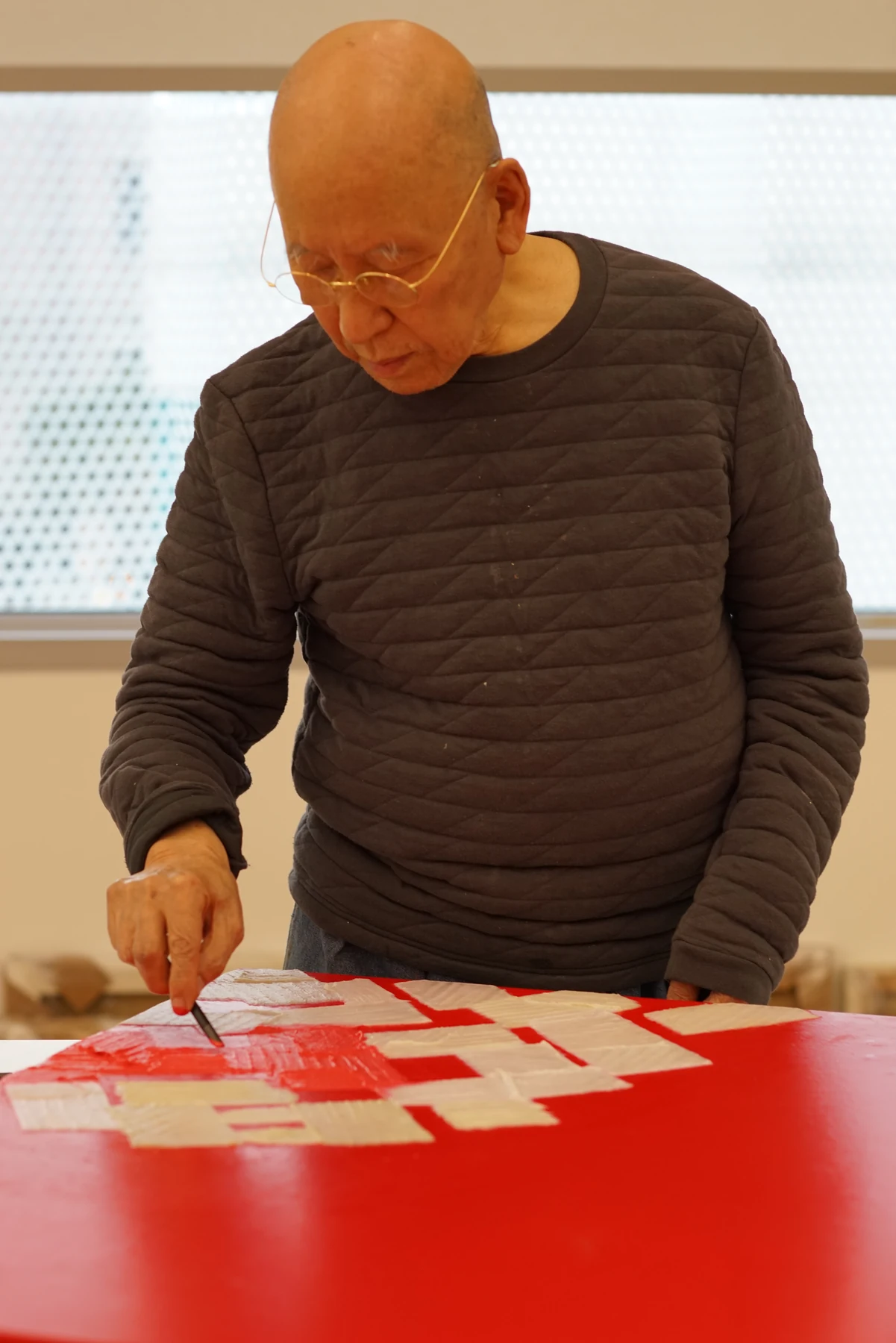 박서보 · 작업실에서의 박서보